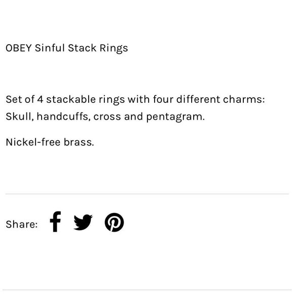 OBEY Sinful Stack Rings Set sz 8 - Picture 4 of 8